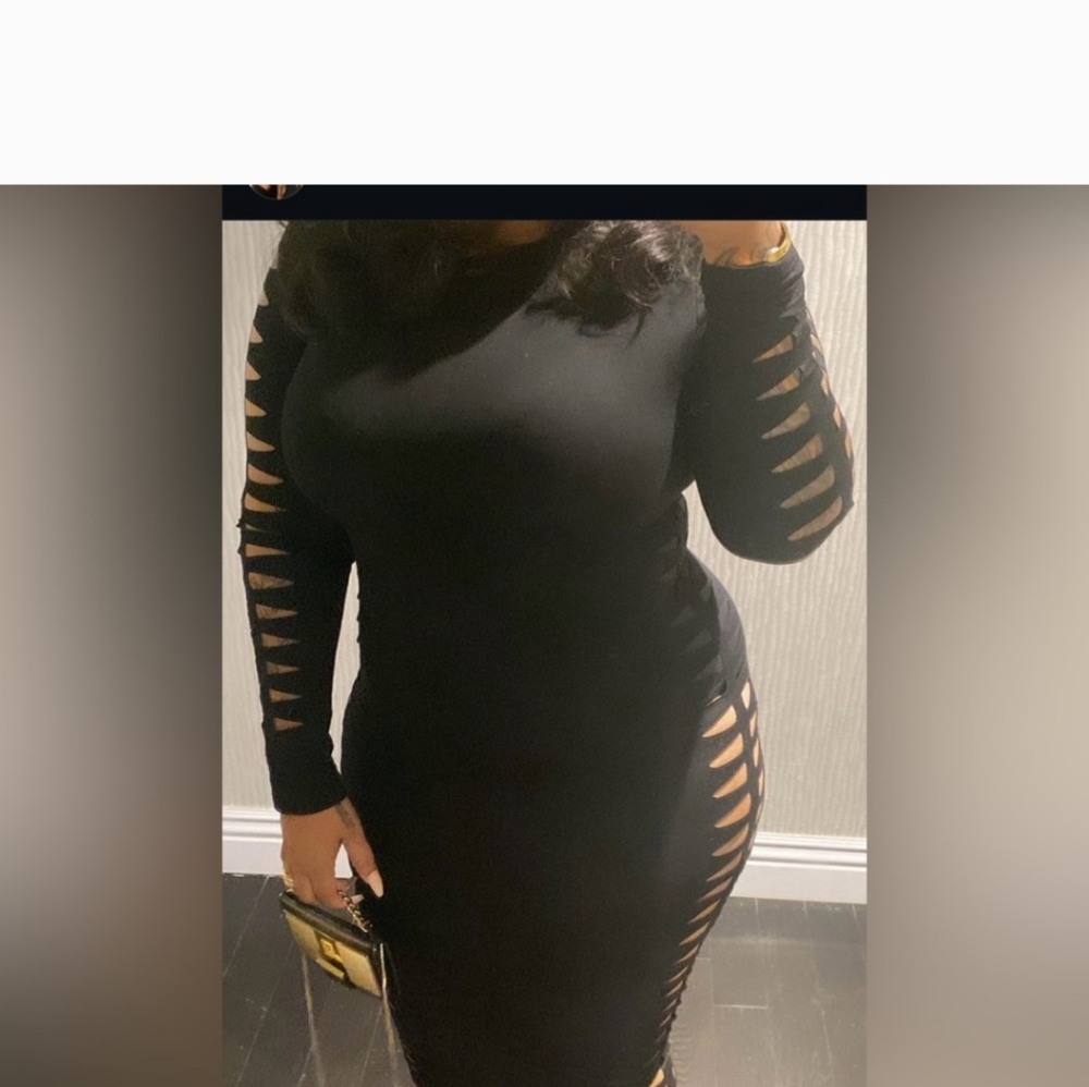 Rebdolls Black Long Sleeve Bodycon Dress